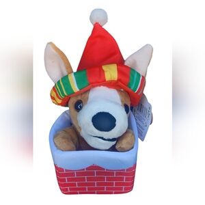 Christmas singing dog in chimney